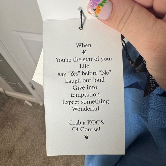 KOOS Of Course! NWT Blue Scallop Hem Linen Blend Blouse Size 1XL - Picture 6 of 7